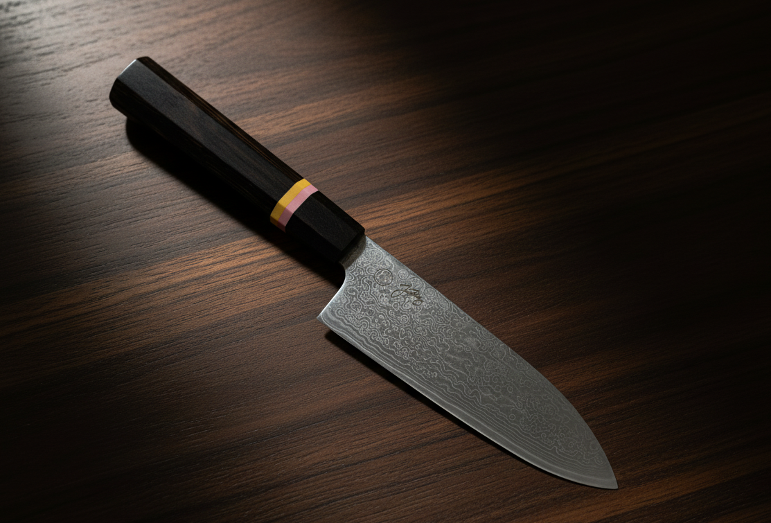 KANKIKUSUI Knifes, Kitchen knife, Japanese chef knife, hand forged high carbon steel sharp cooking knife, suitable for meat, fish, vegetables, and van KC-813 Namishibuki Wa-Santoku Damascus 180mm Kitchen Cutlery Knife